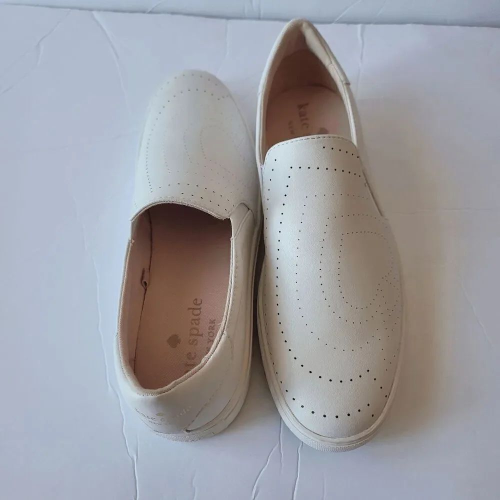 Kate Spade womens Sz 11B white Azores slip on sneakers